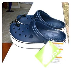 CROCS Navy Mules with White Trim